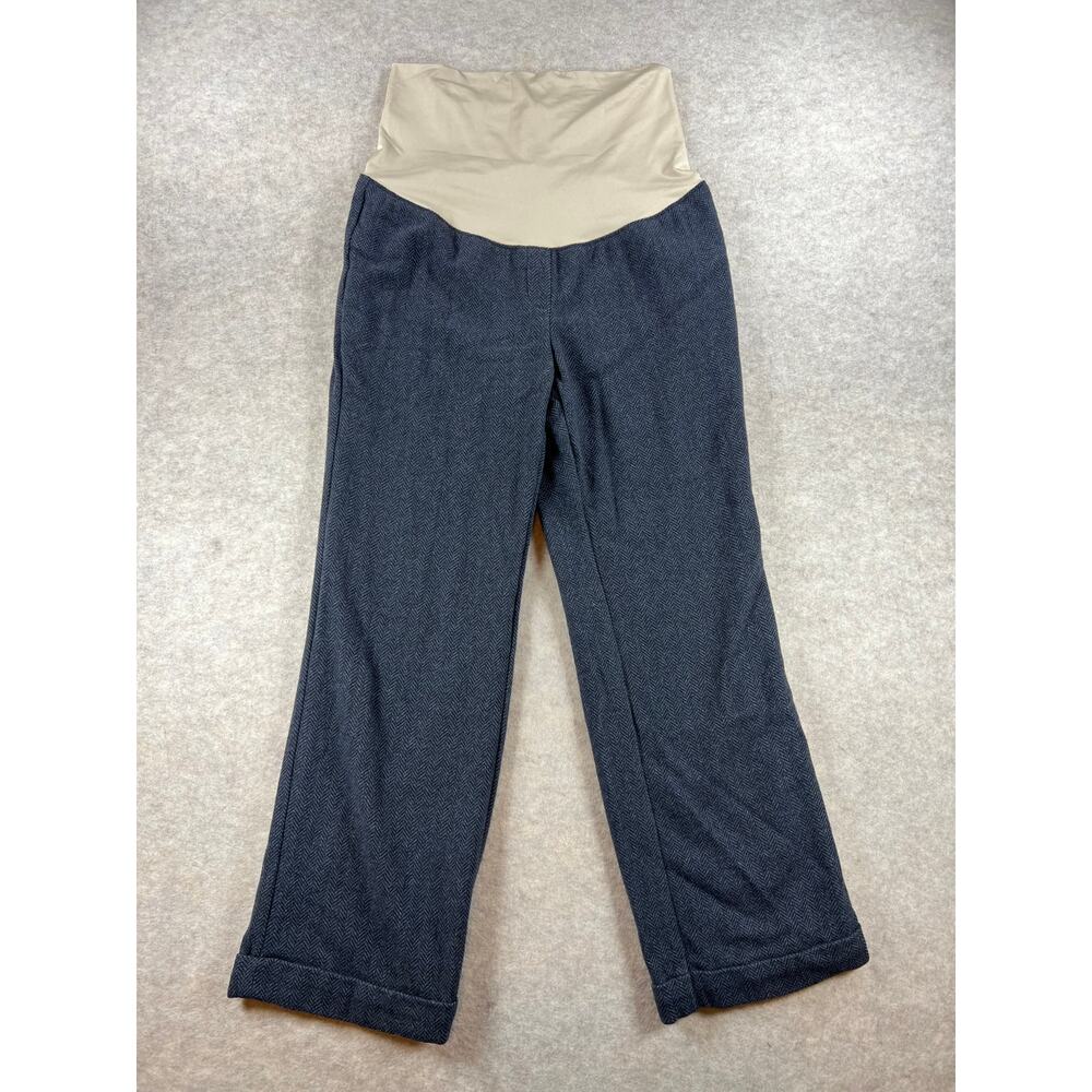 Ann Taylor LOFT Maternity Tweed Herringbone Cuffed Dress Work Pants Gray Size 14